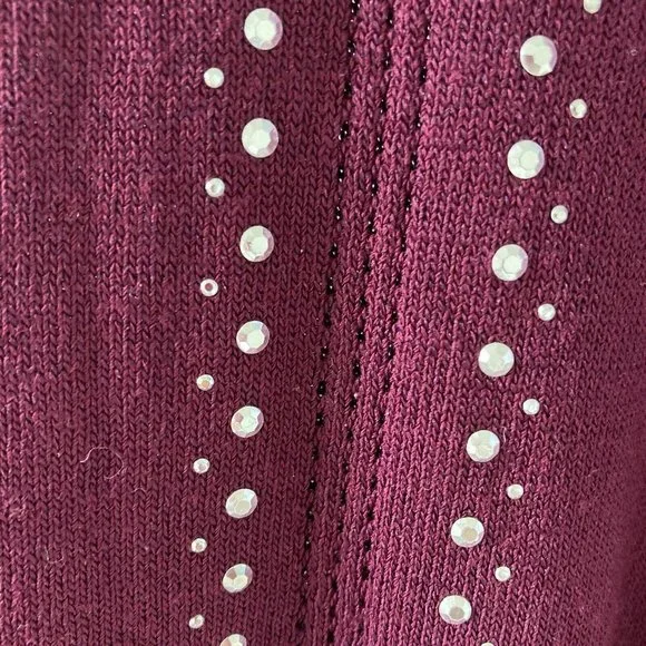 Ladies Women Knitted Long Sleeve Crew Neck Jumper Sweater Rhinestone Pullover - Picture 4 of 13